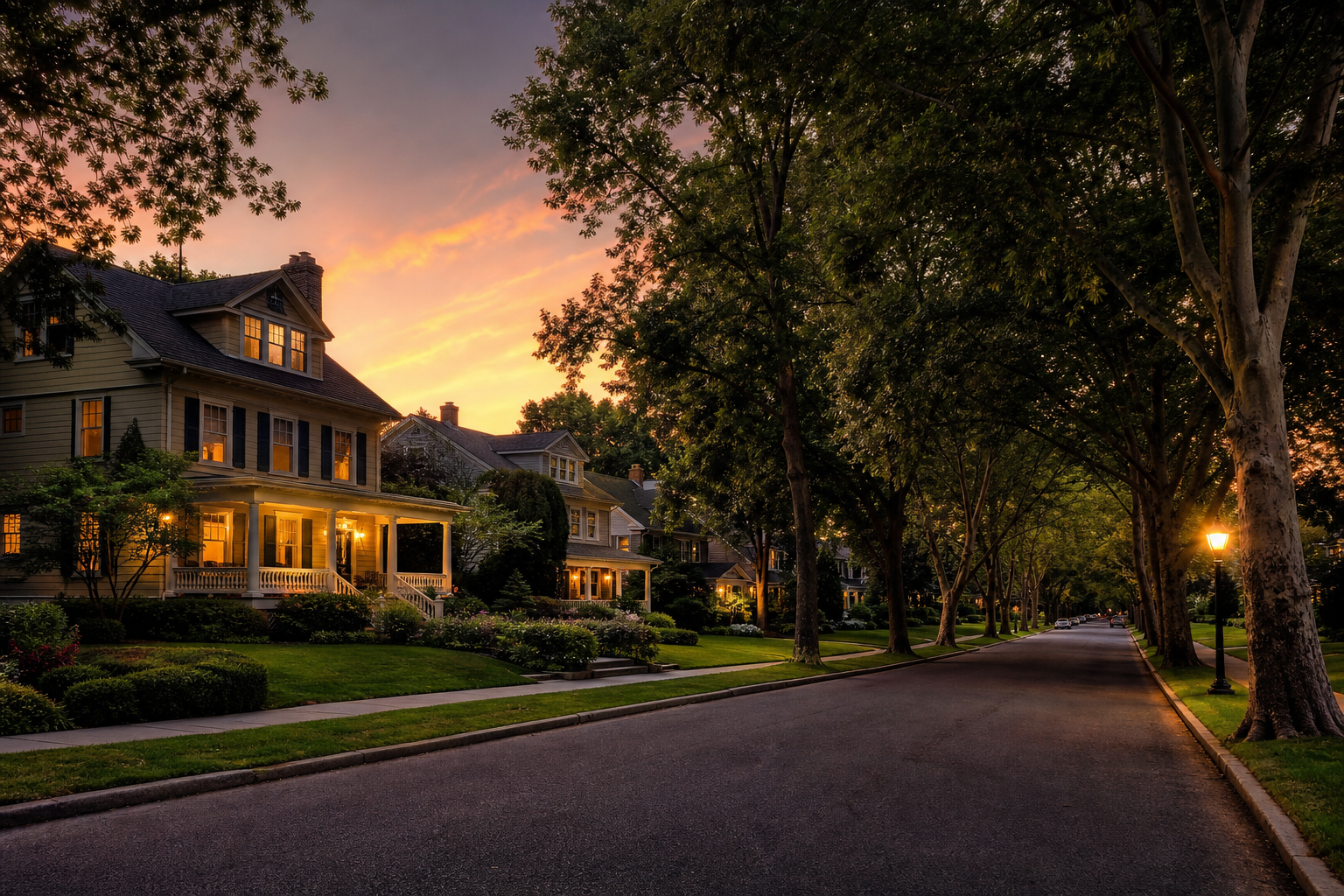 South Jersey colonial home at golden hour