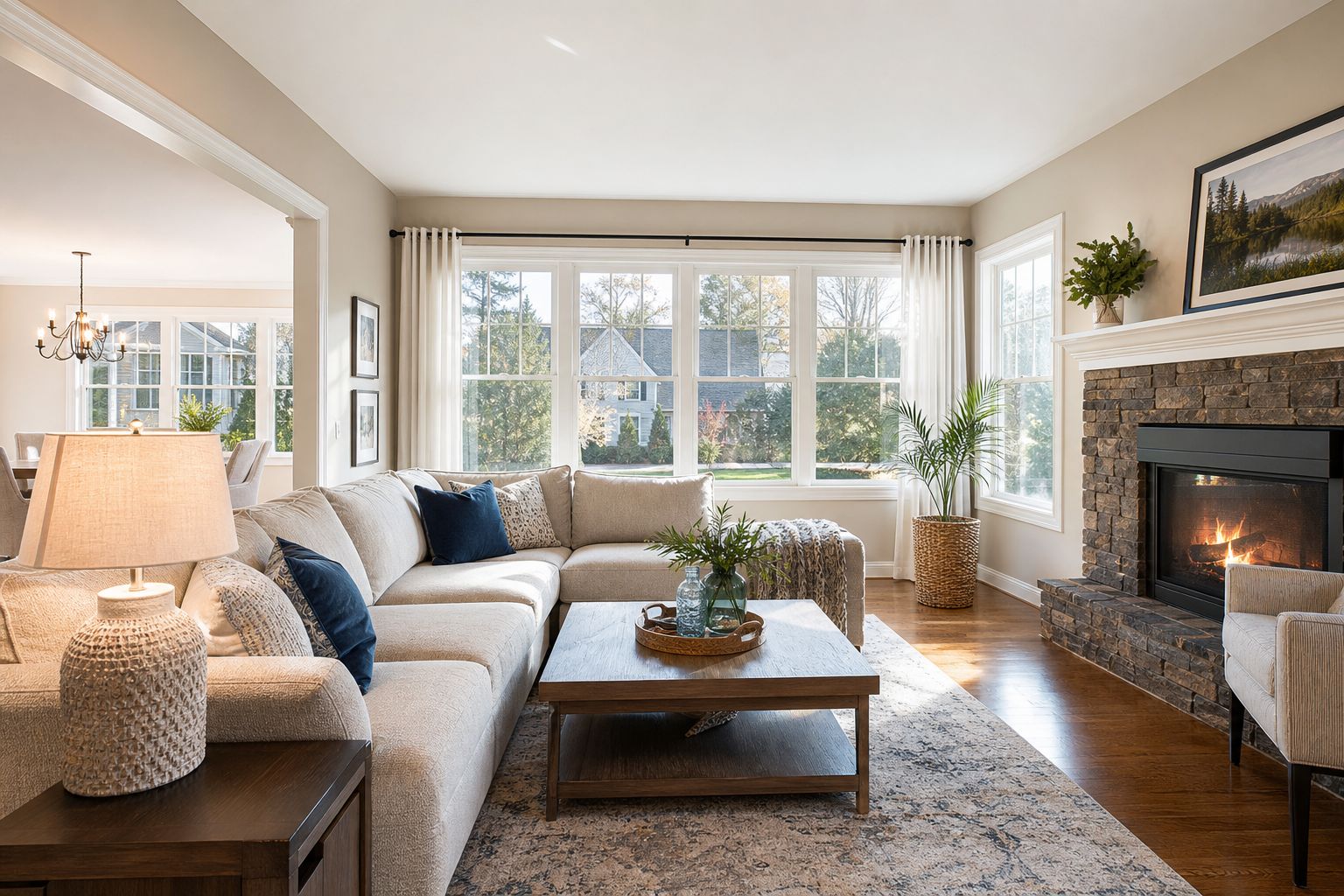 Sunlit dining room in a South Jersey home